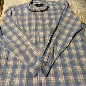 Vineyard Vines Blue and White Plaid Shirt